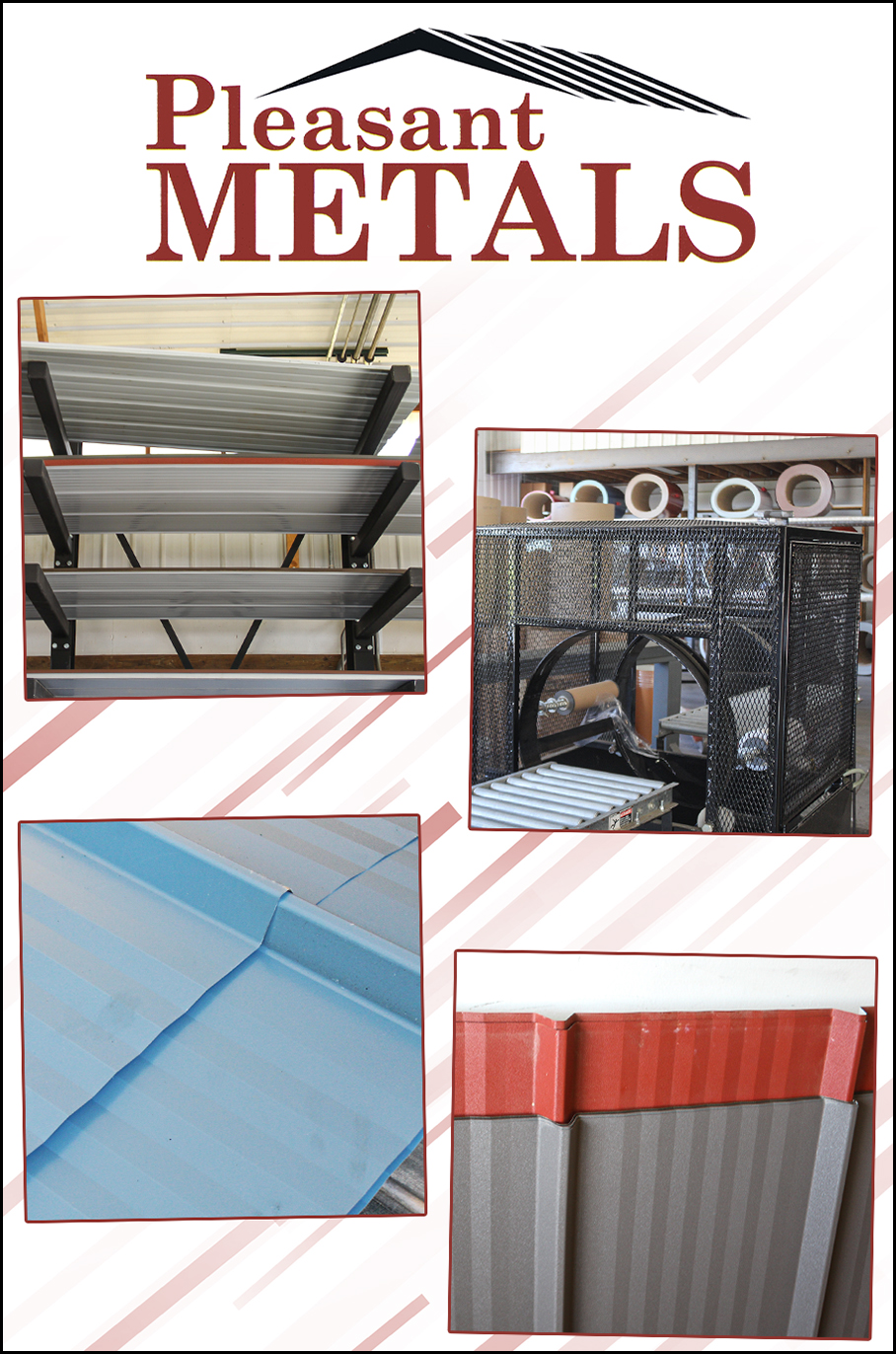 Collage of Pleasant Metals's Warehouse and Products