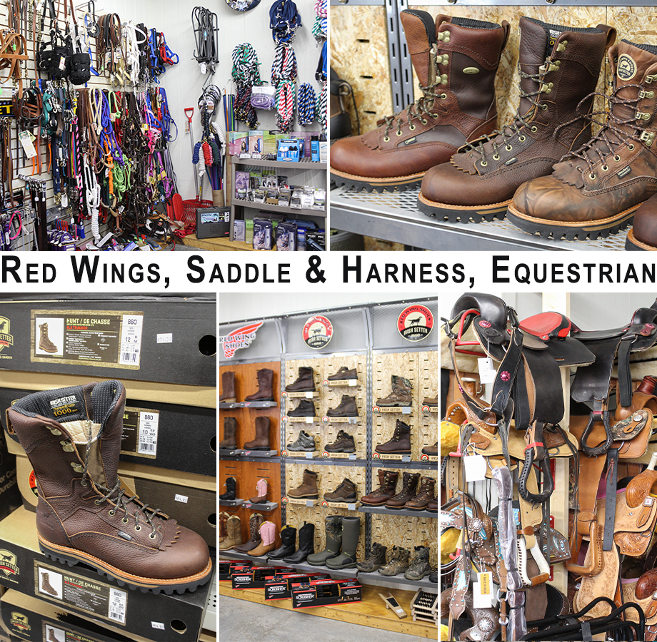 Collage of Zimmerman's Tack & Shoes' Products