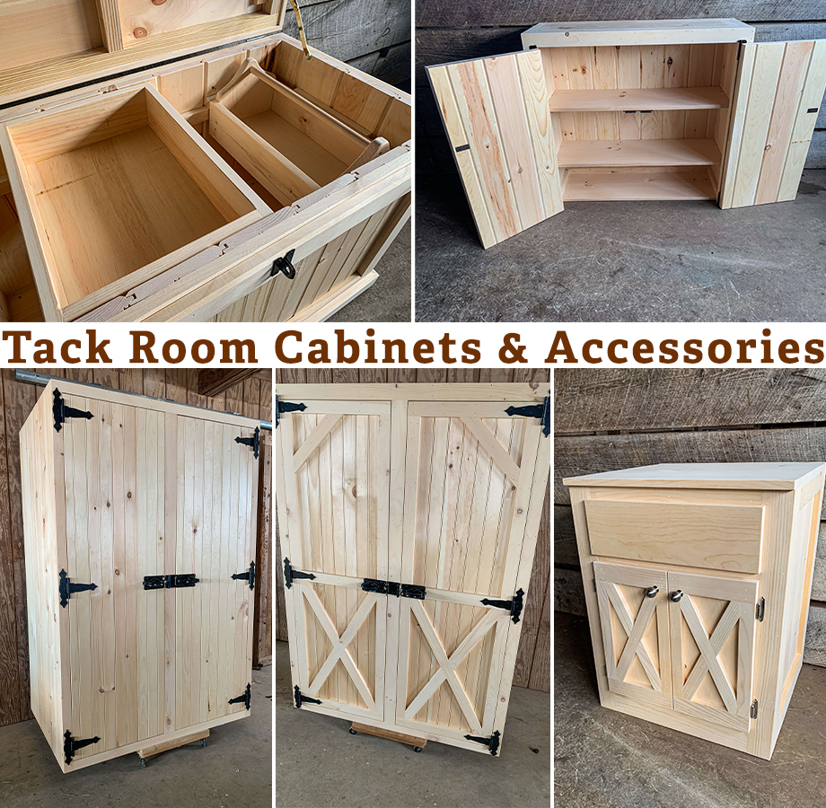 Collage of EK Tack Cabinets & Custom Pine Furnishings' Products