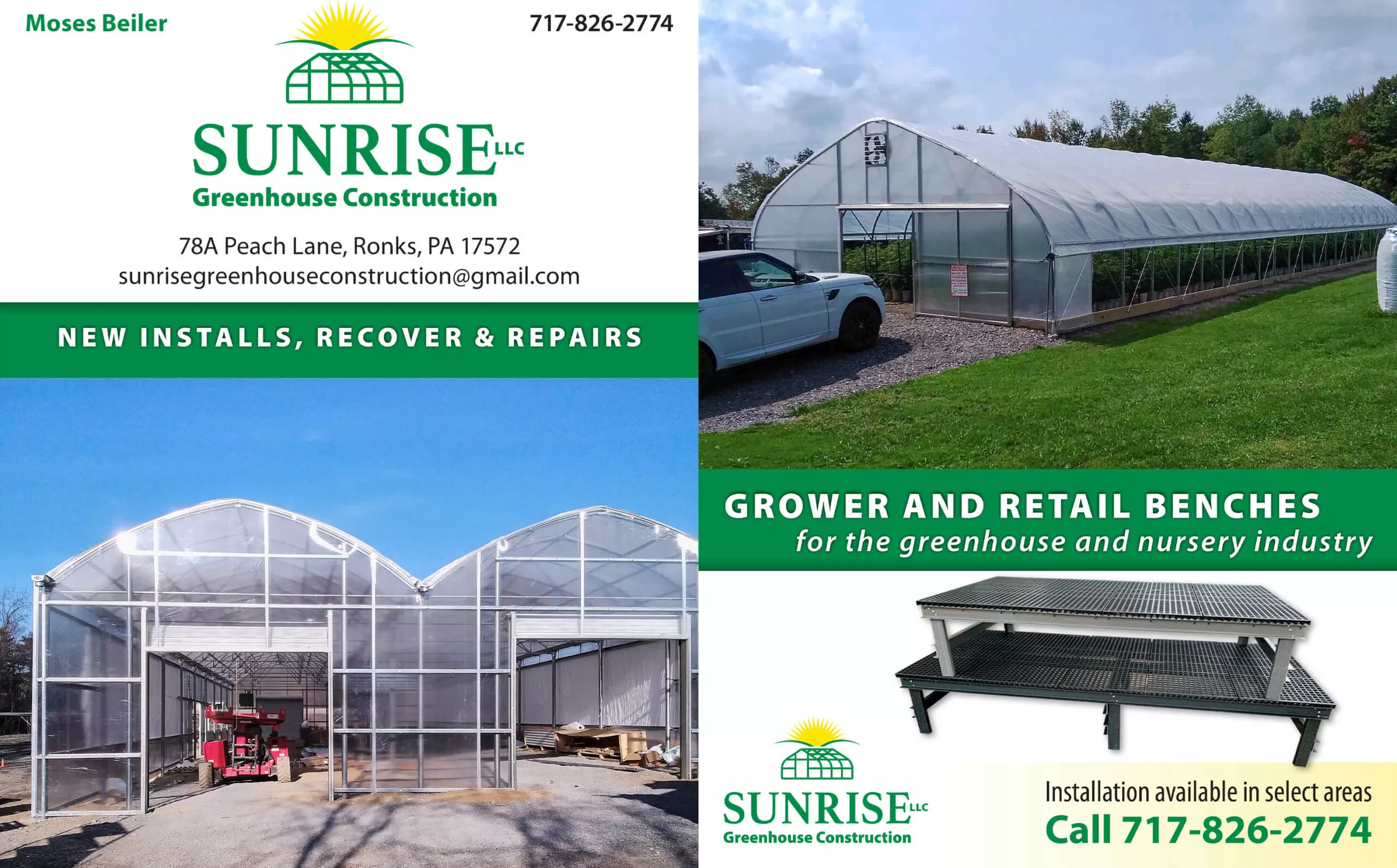 Sunrise Greenhouse Construction Ronks Lancaster County PA