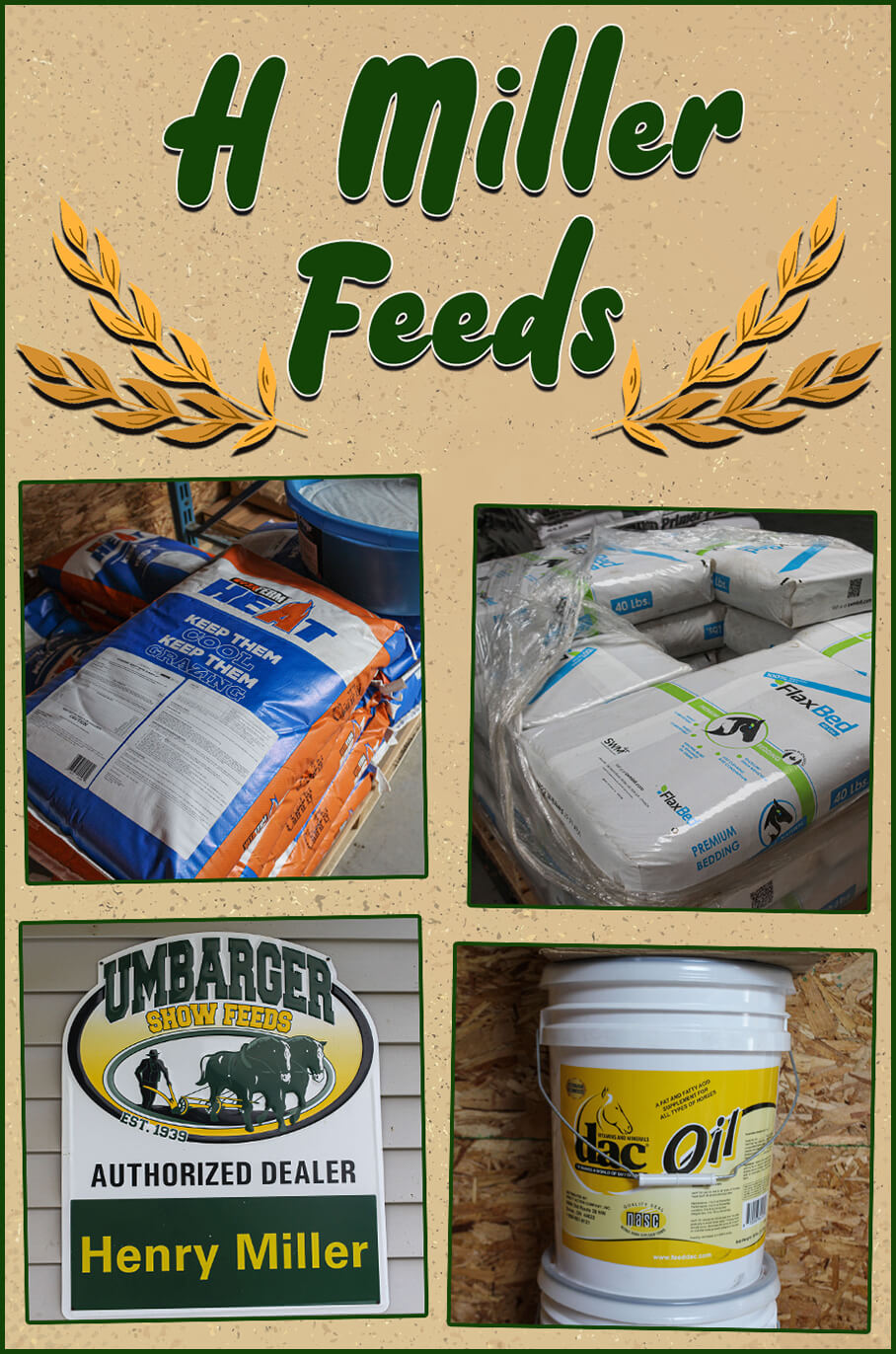 Collage of H Miller Feeds Products