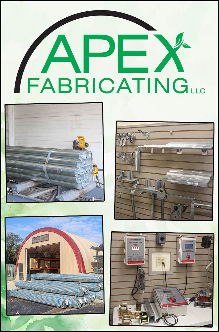 Collage Showcasing Apex Fabricating's Products and Services