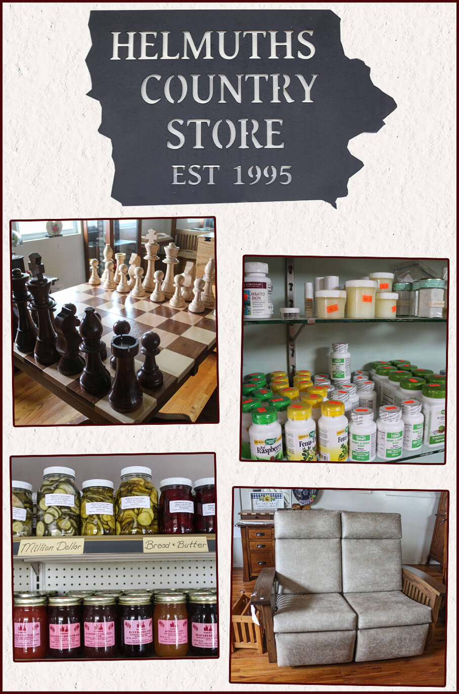 Collage of Helmuth's Country Store's Products