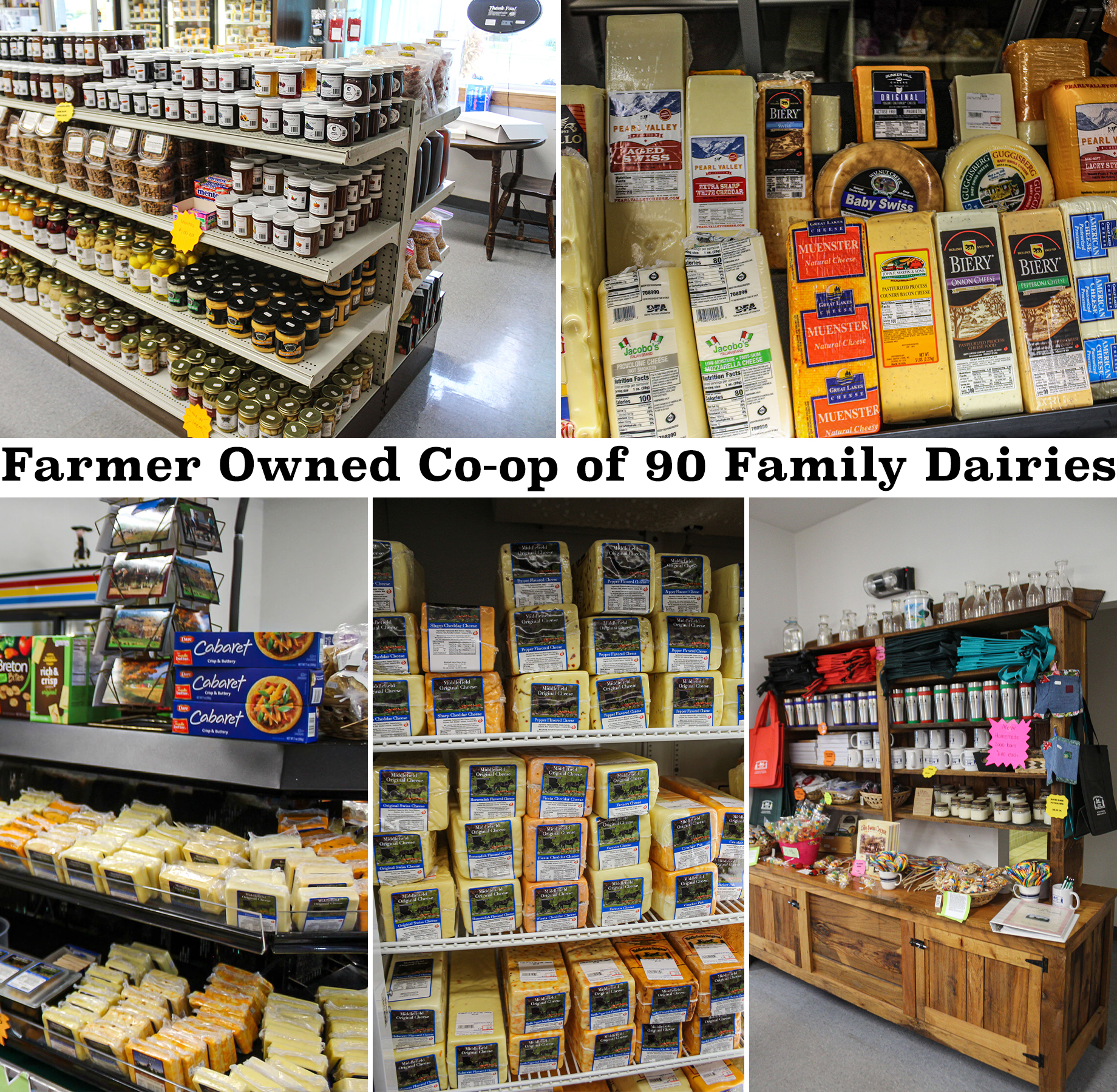 Collage of Middlefield Original Cheese Co-Op's Products 