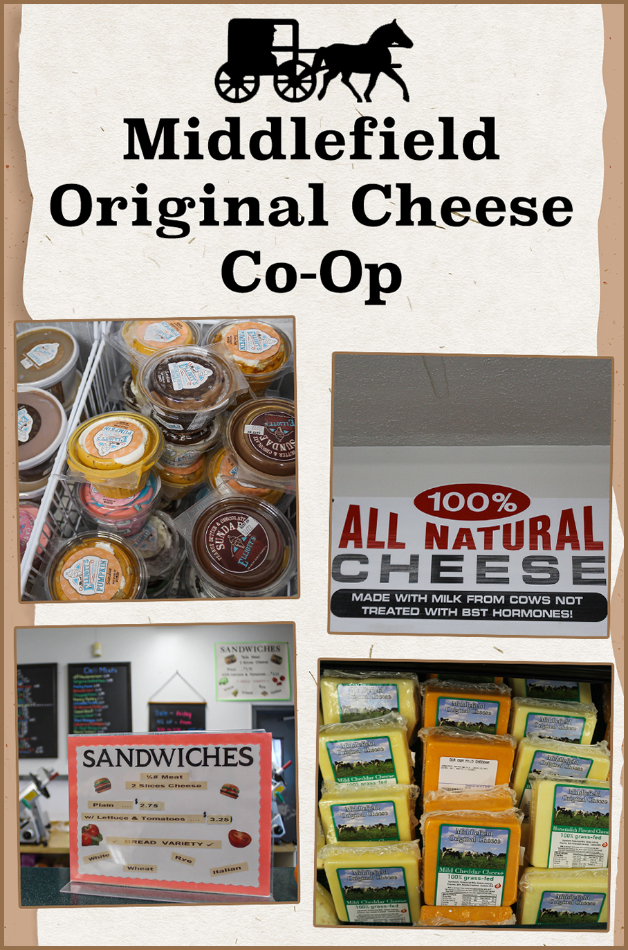 Collage of Middlefield Original Cheese Co-Op's Products 