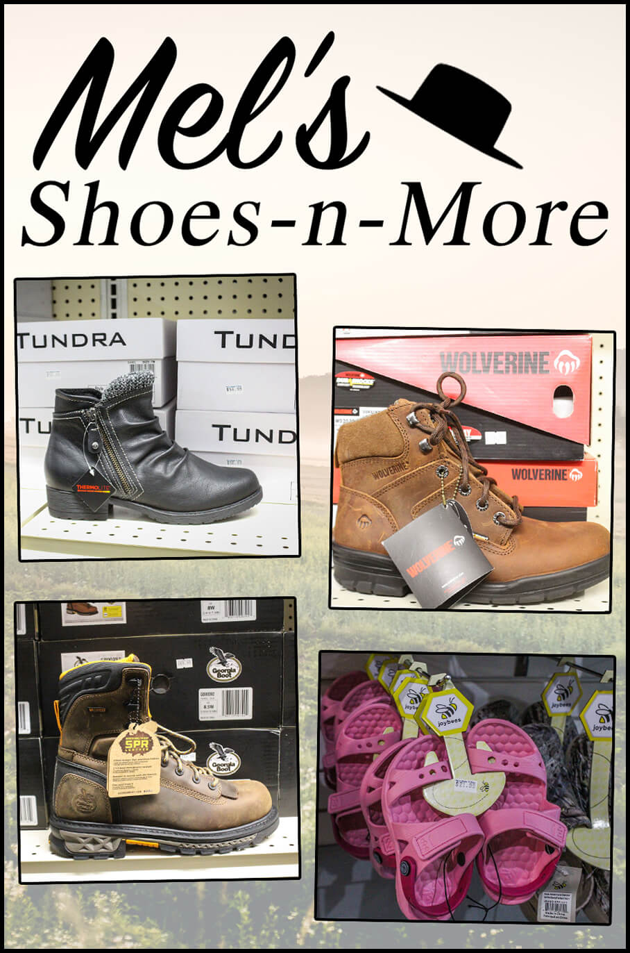 Collage of Mel's Shoes-n-More's Products