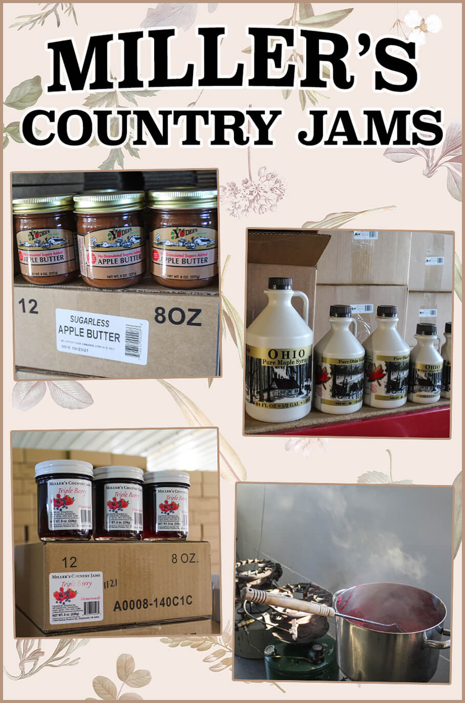 Collage of Miller's Country Jams' Products