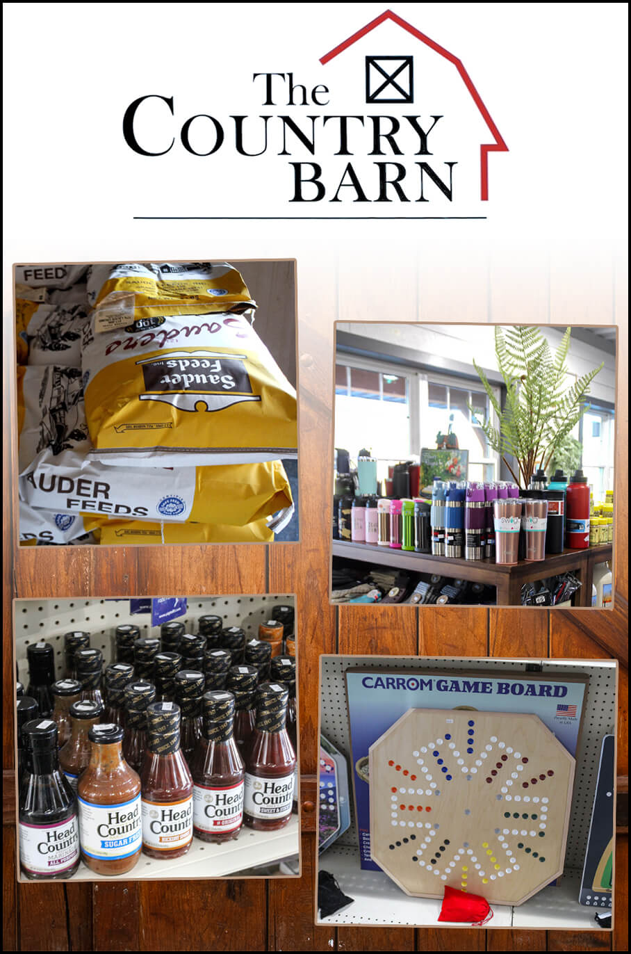 Collage Featuring The Country Barn's Products