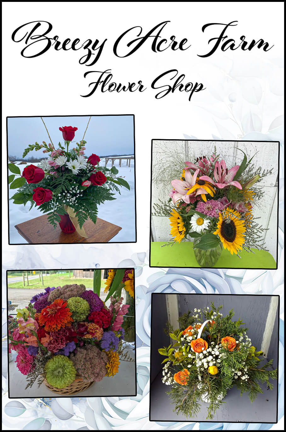 Collage of Breezy Acre Farm Flower Shop's Floral Arrangements