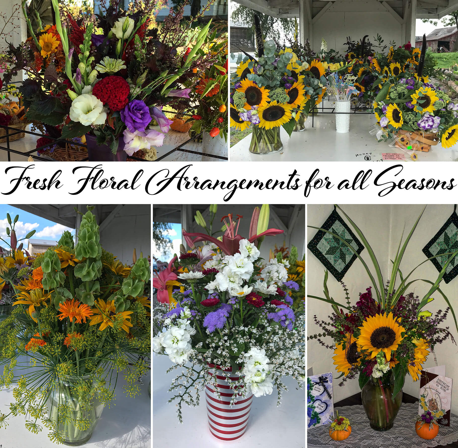 Collage of Breezy Acre Farm Flower Shop's Floral Arrangements