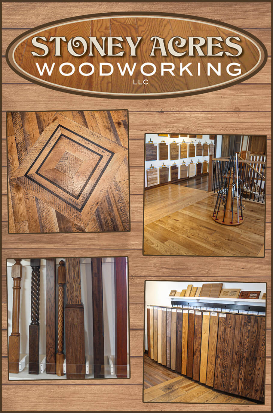 Collage of Stoney Acres Woodworking's Showroom and Work