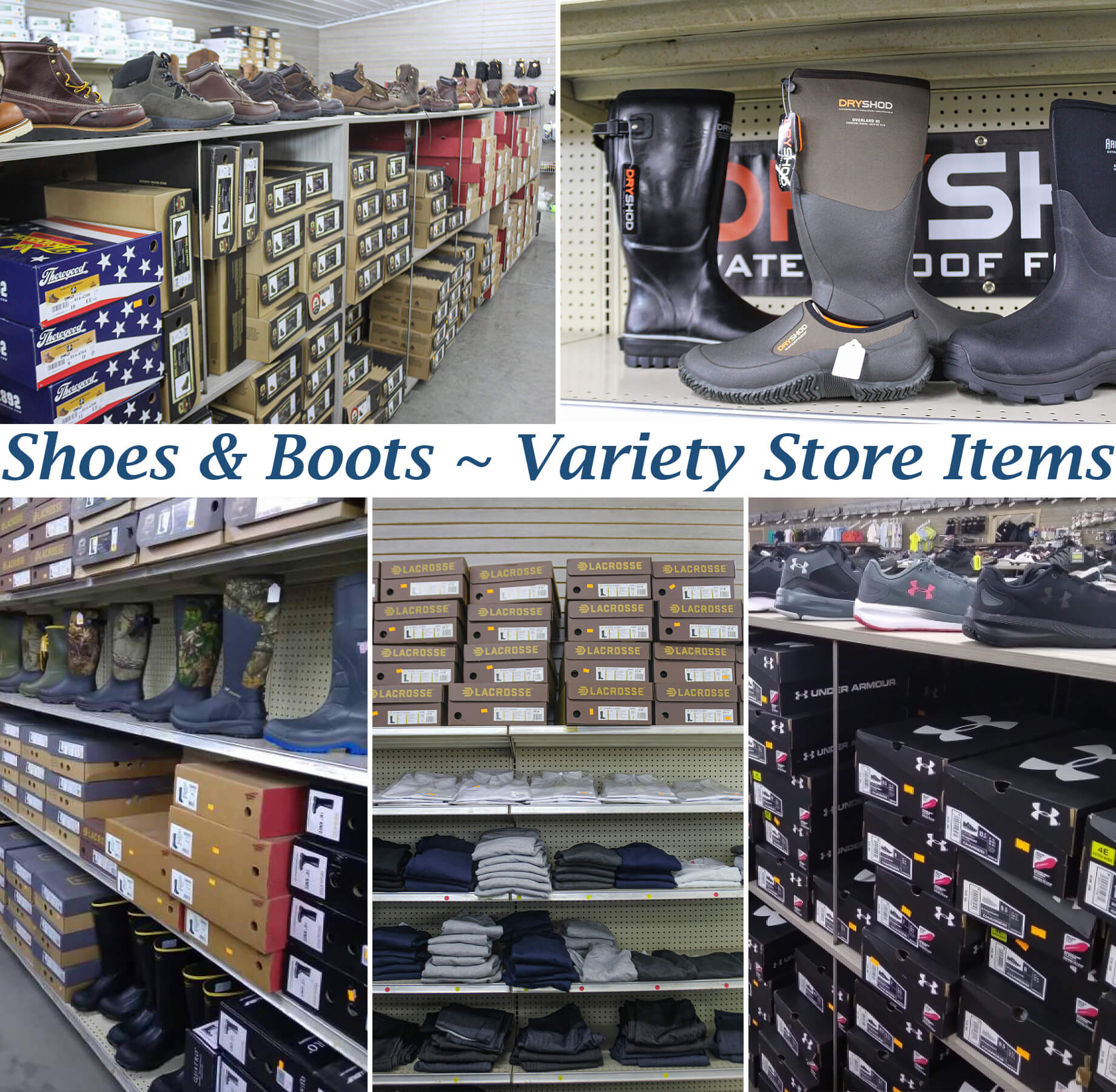 Collage of Miller's Shoes & Variety's Products