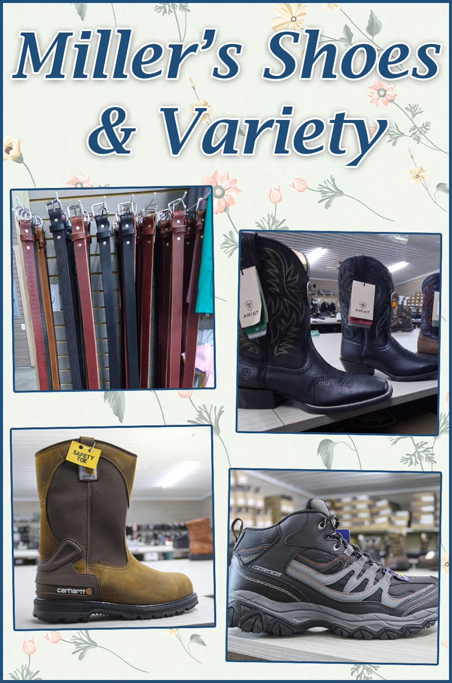 Collage of Miller's Shoes & Variety's Products