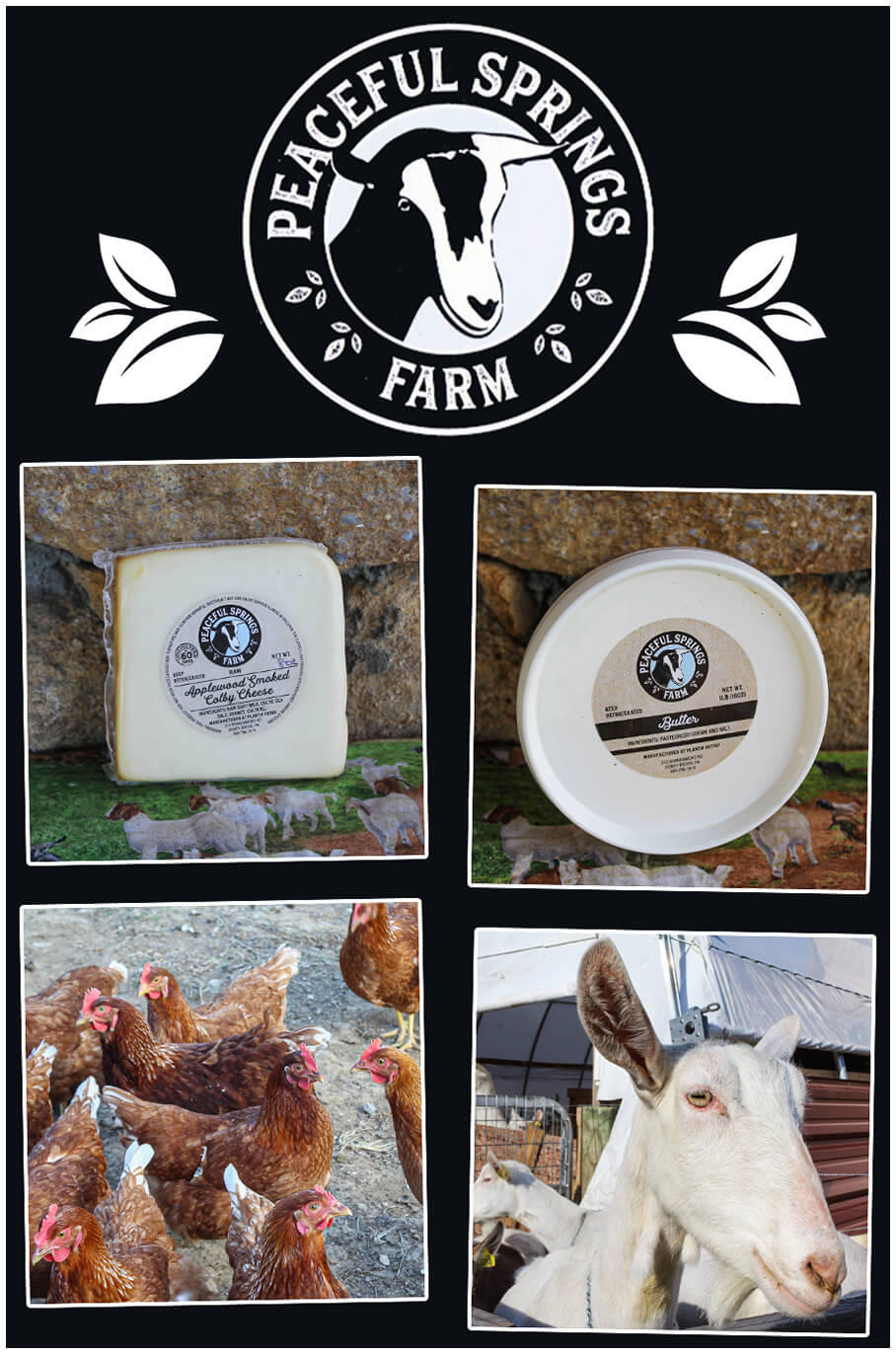 Collage of Peaceful Springs Farm's Products