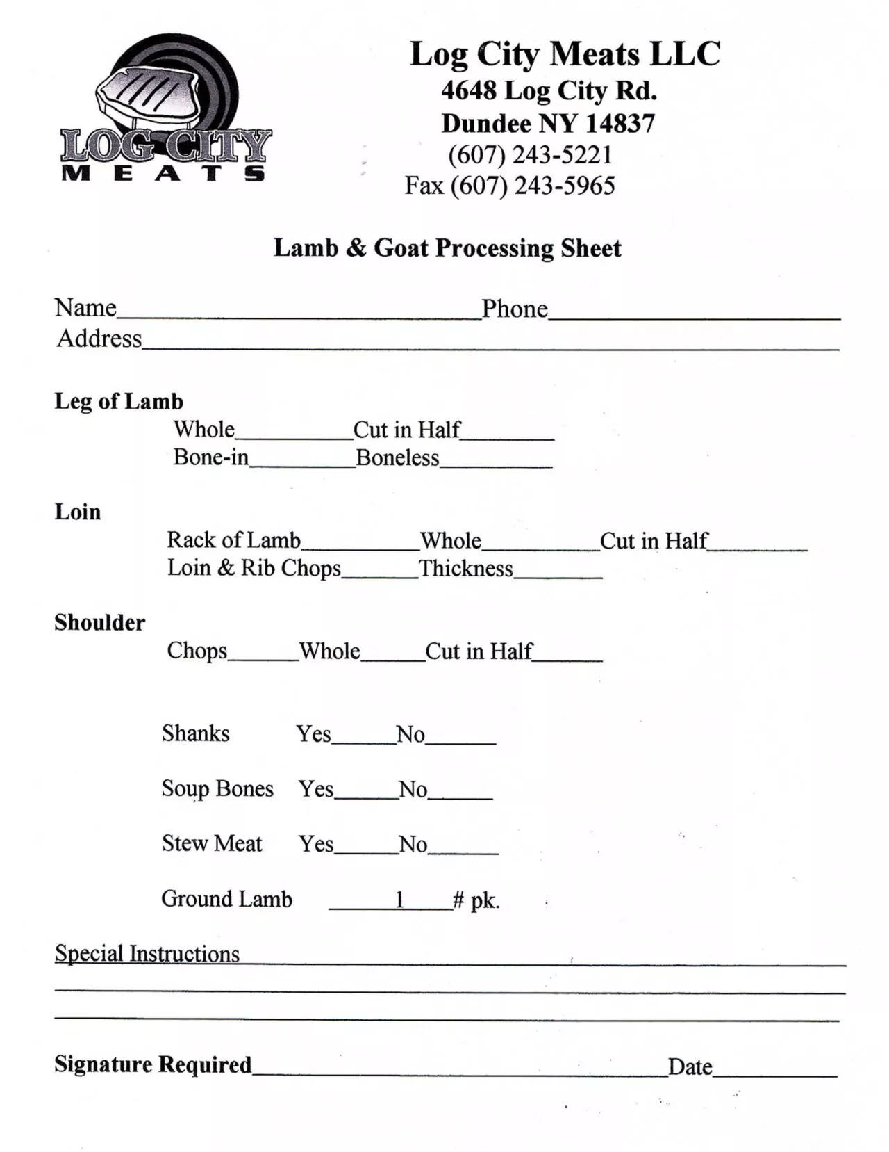 Log City Meats Just Plain Business