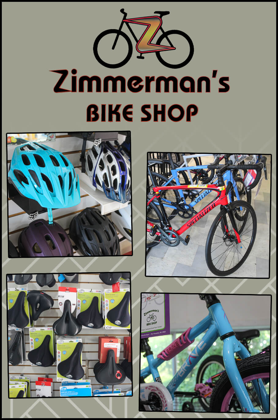 Collage of Zimmerman's Bike Shop's Products