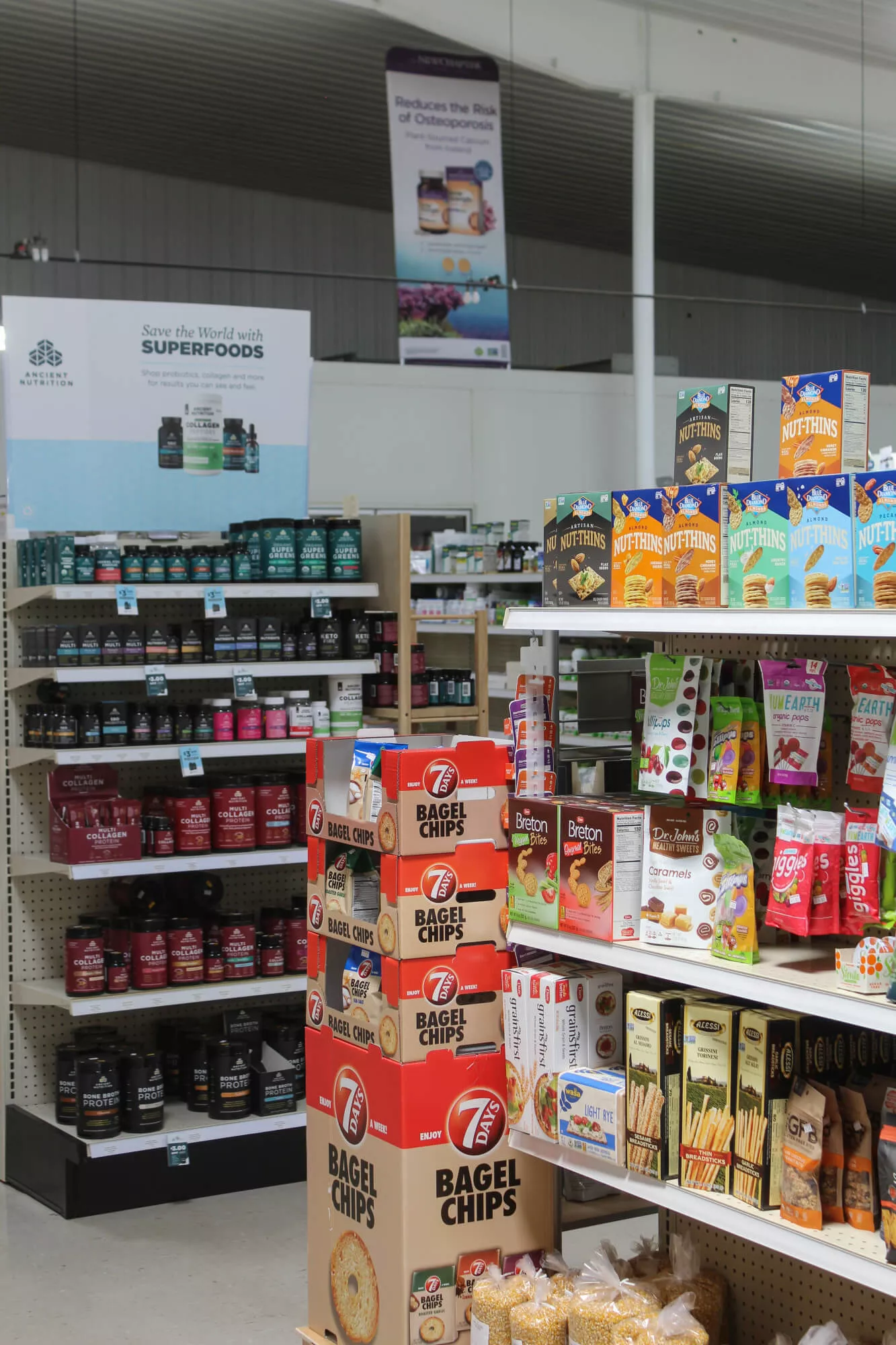 Family Health Foods Arthur, IL Snack Food Aisle at Health Food Store