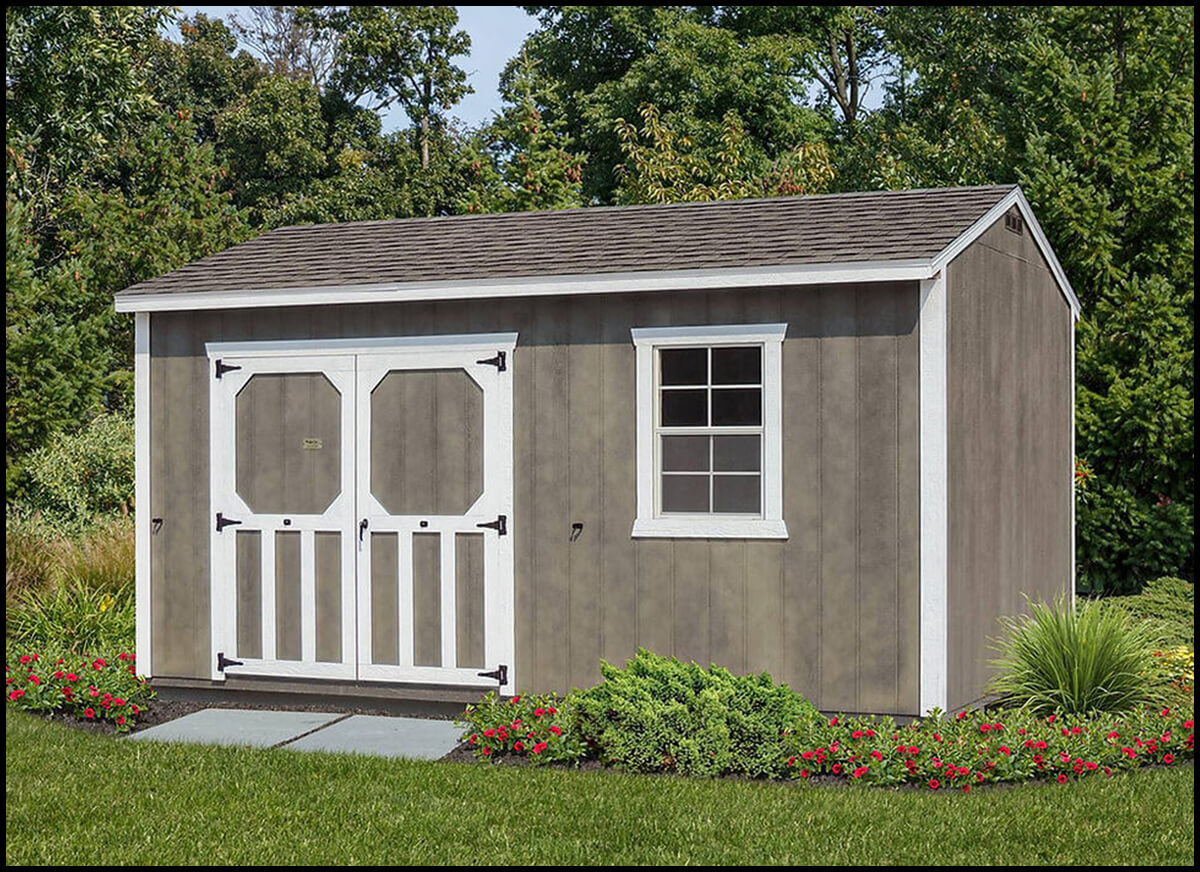 A Shed with Double Doors Made by Everlast Portable Buildings