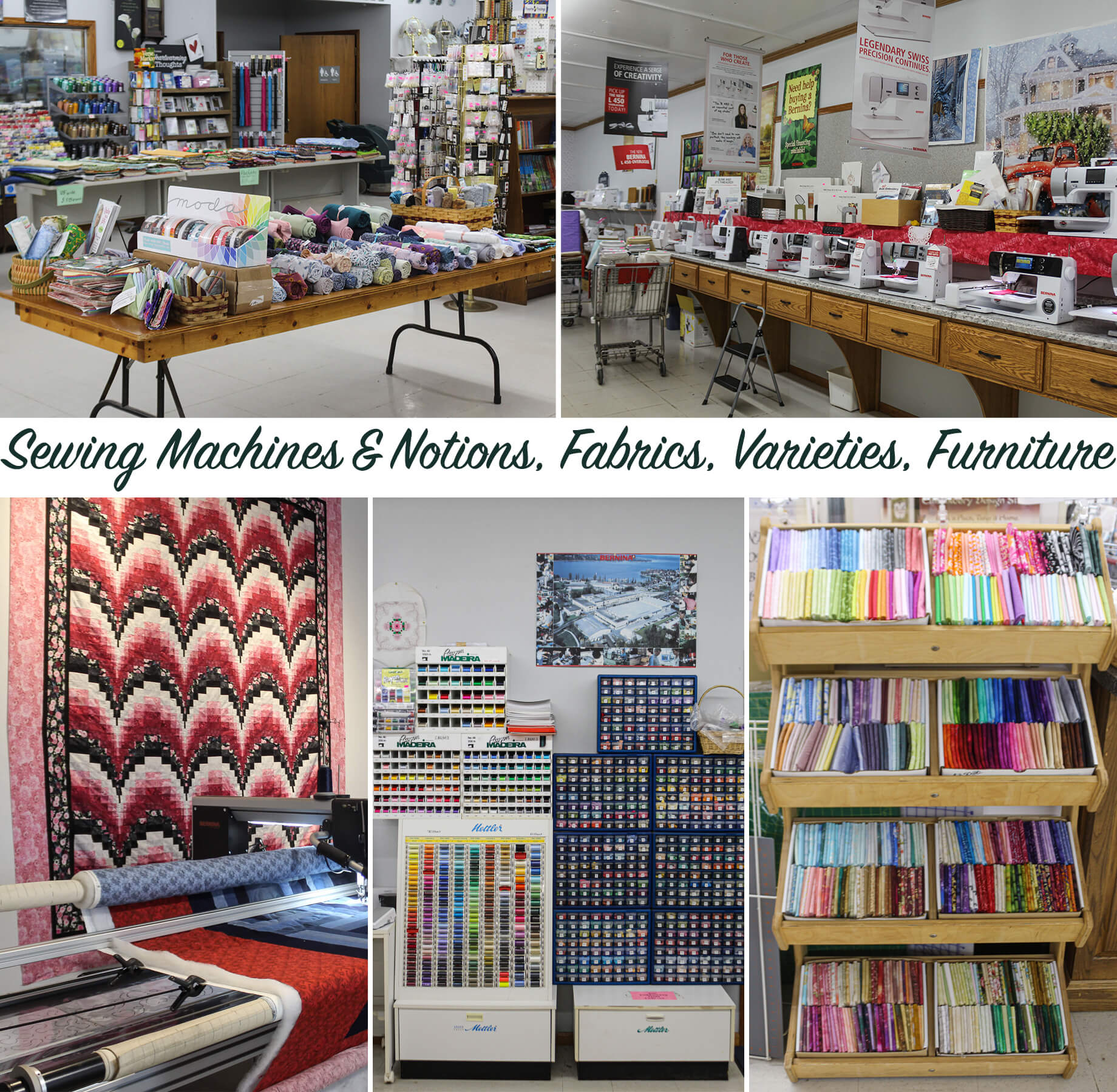 Collage of Brubaker's Sewing & Furniture's Products