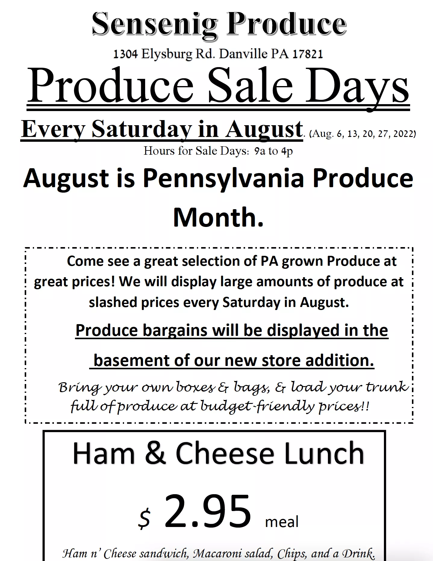 Sensenig Produce & Greenhouses Just Plain Business