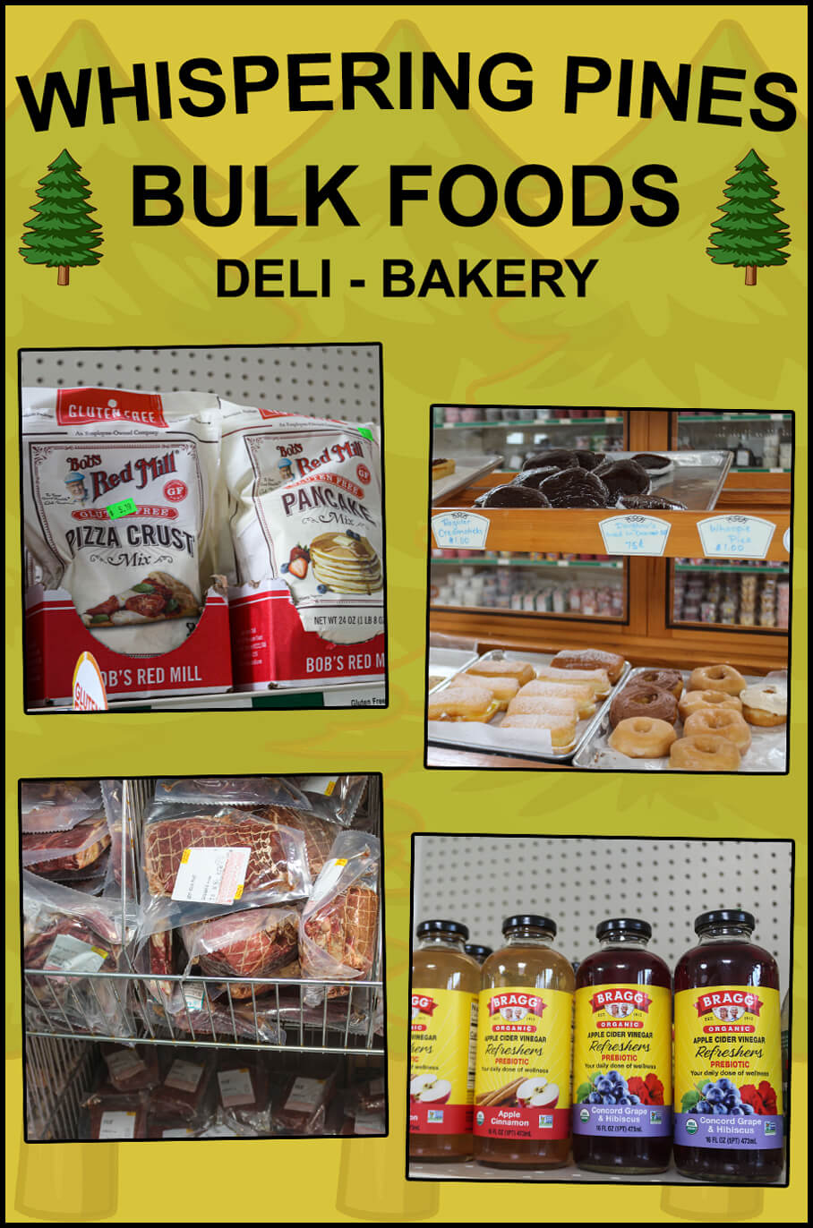 Collage of Whispering Pines Bulk Foods' Products