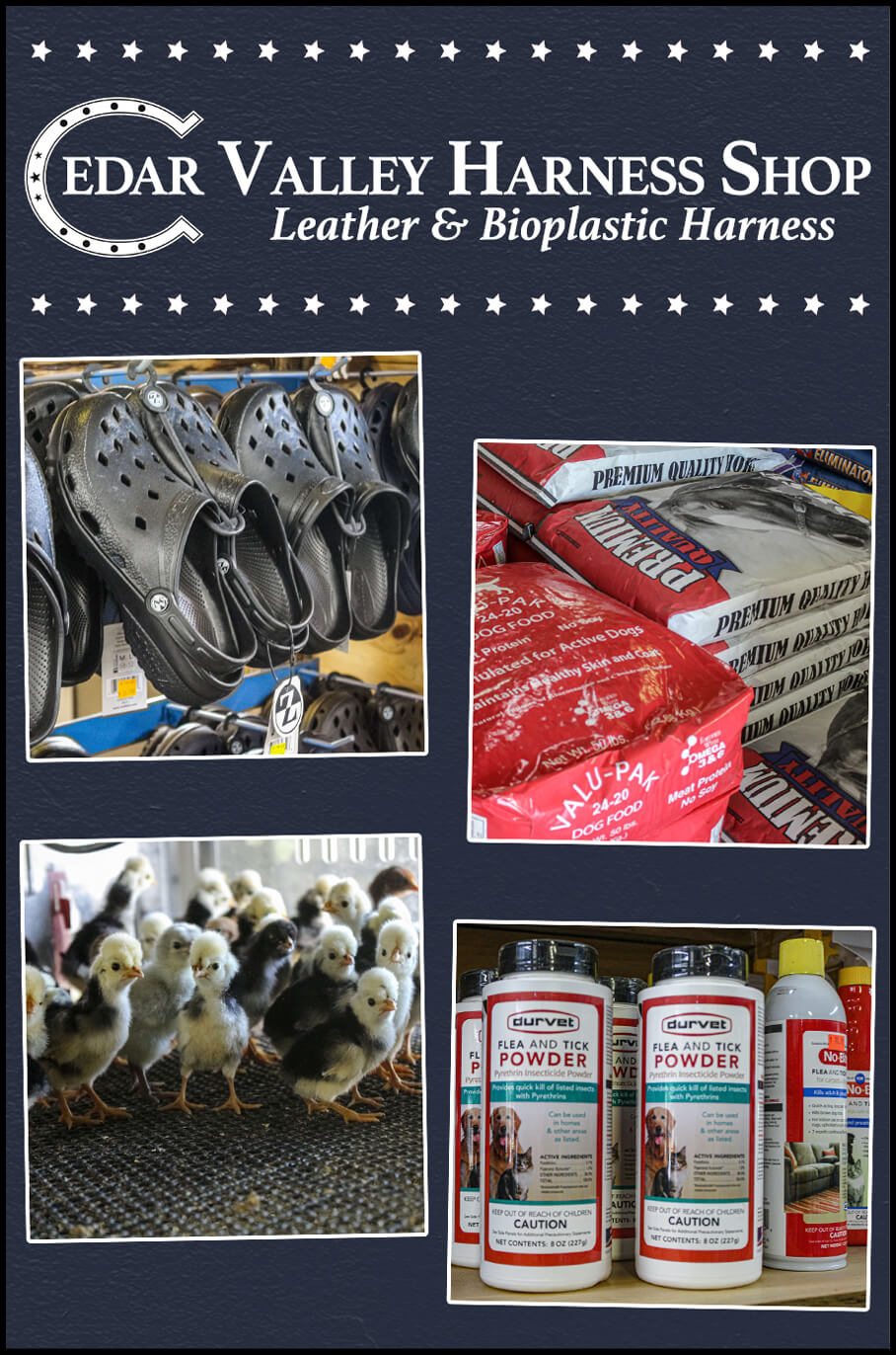 Collage of Cedar Valley Harness Shop's Products