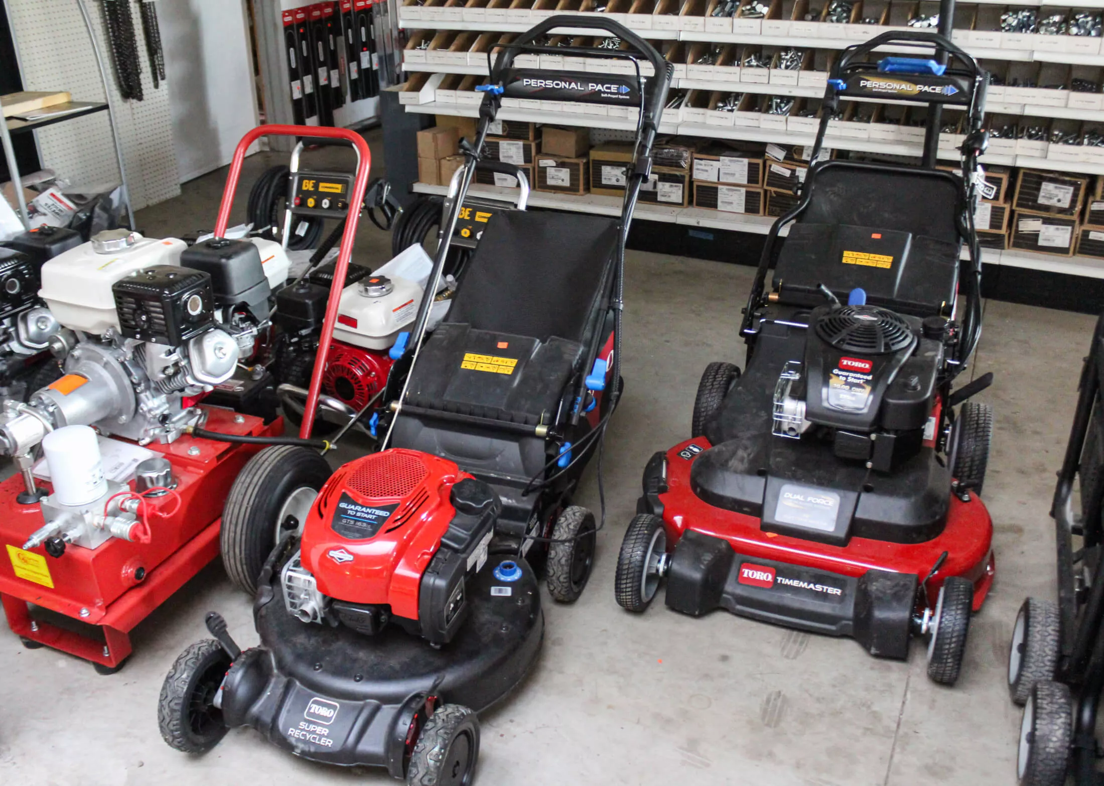 Buel Road Repair Canajoharie, New York Push Lawn Mowers on Store Floor