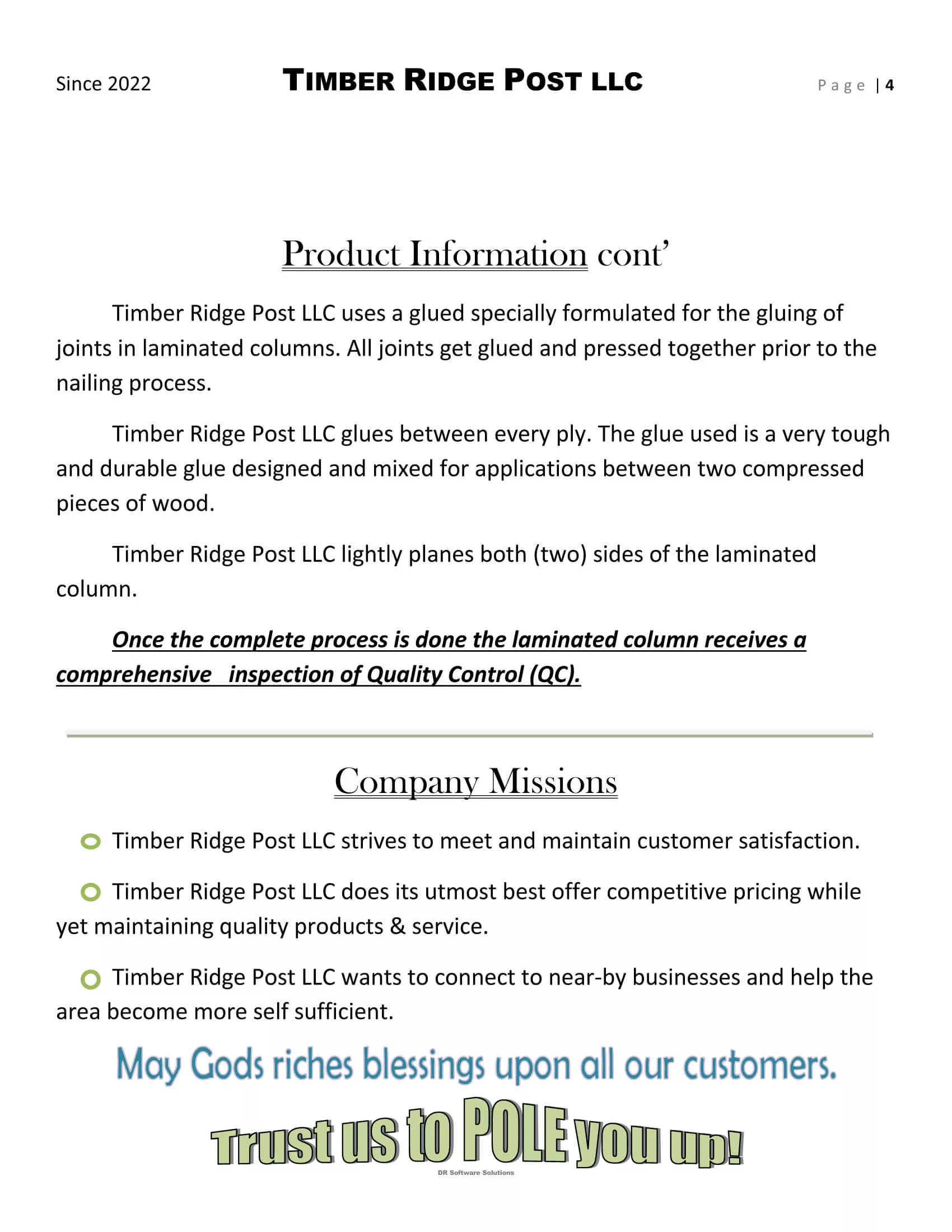 Timber Ridge Post Just Plain Business