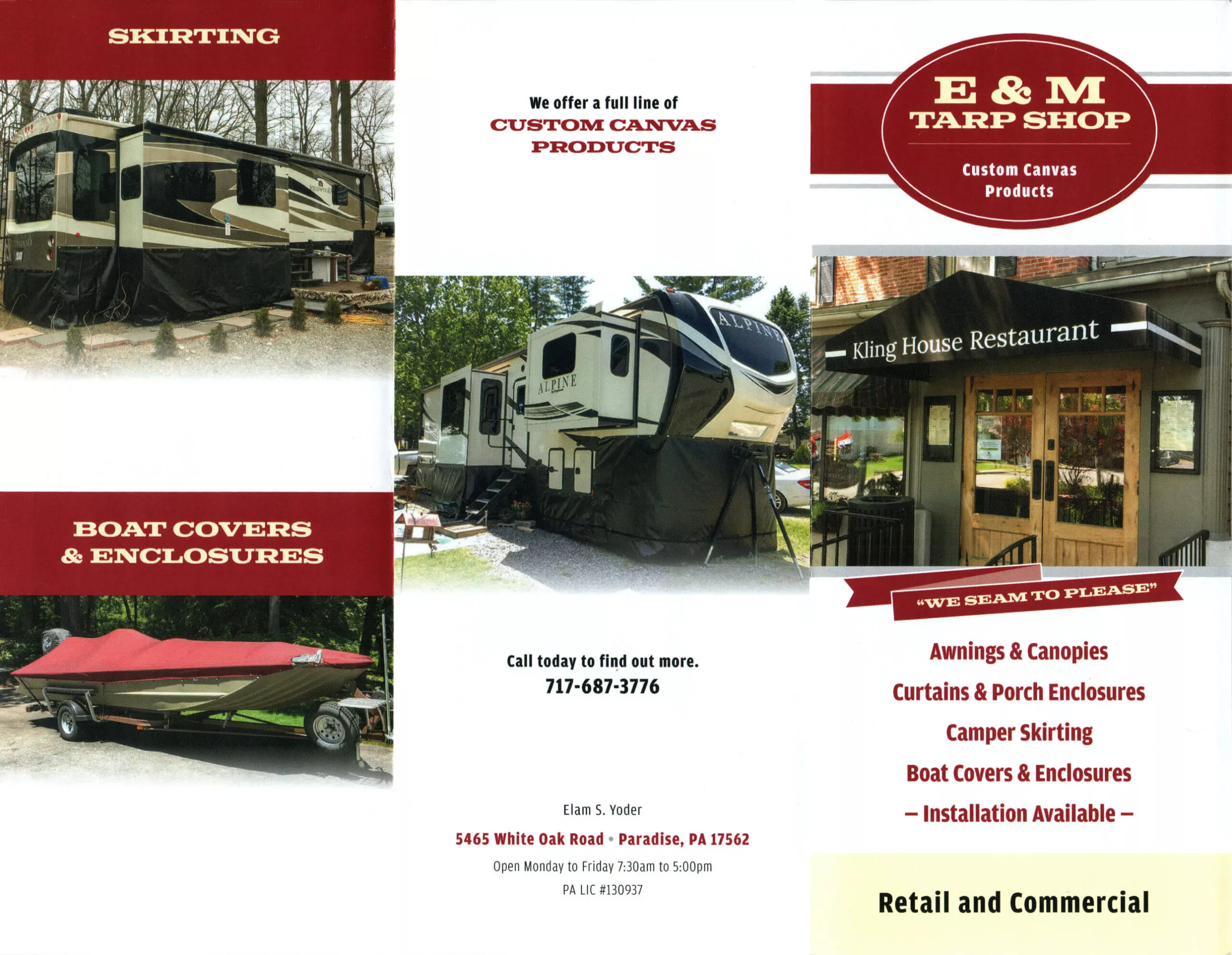 E & M Tarp Shop Just Plain Business