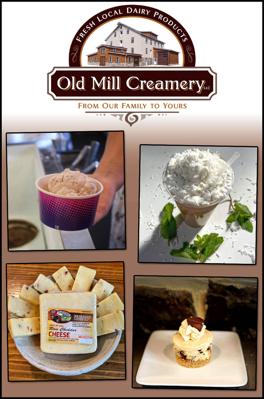 Collage of Old Mill Creamery's Products