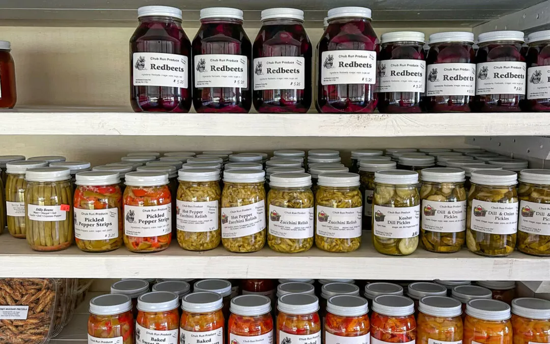 Chub Run Produce Mill Hall, PA Shelves of Canned Goods at Farm Market