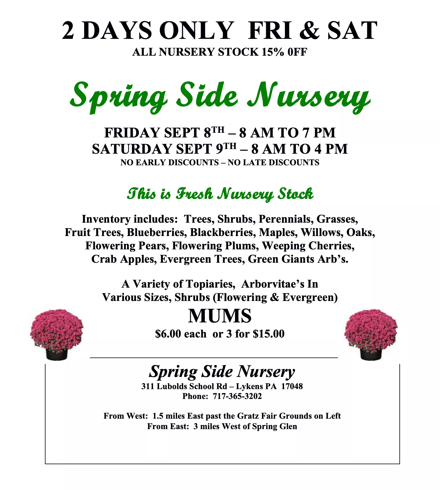 Spring Side Nursery & Outdoor Furniture Just Plain Business