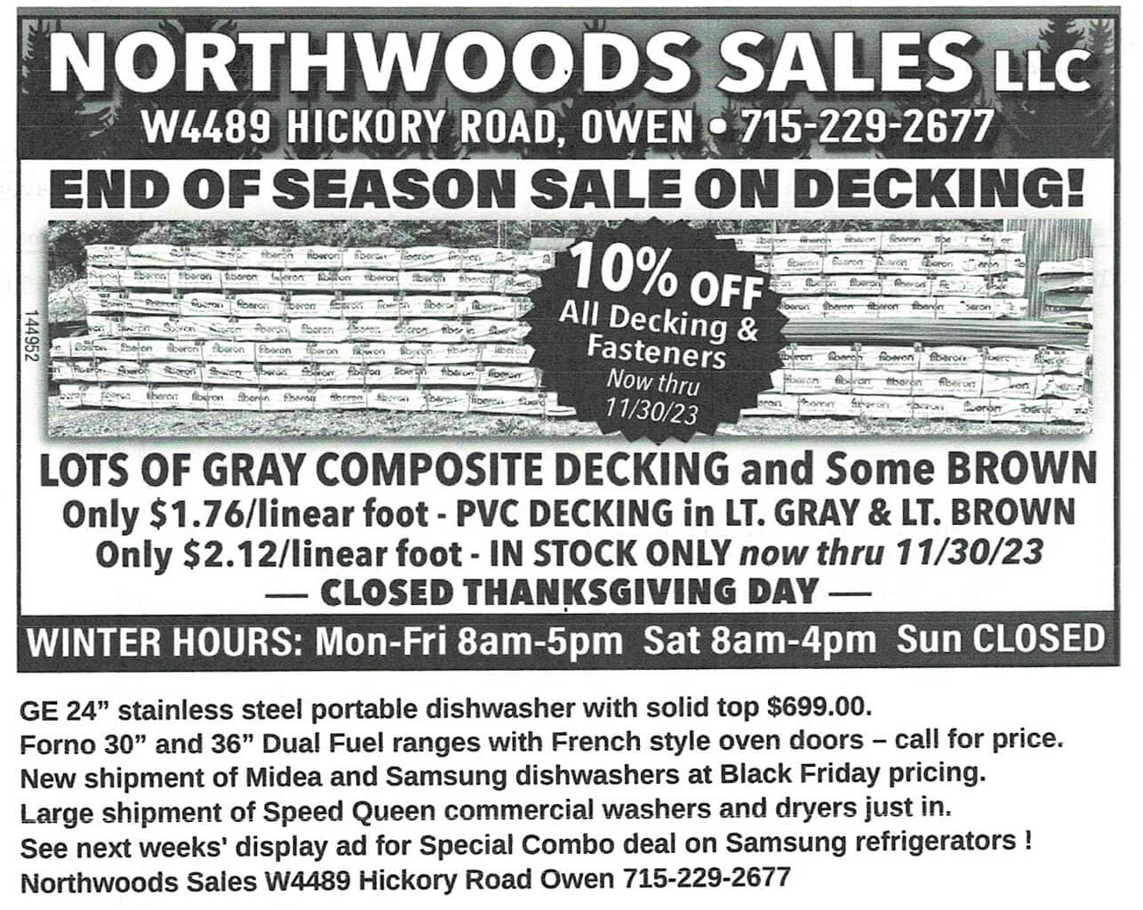 11.21.23 Northwood Sales JPB Ad