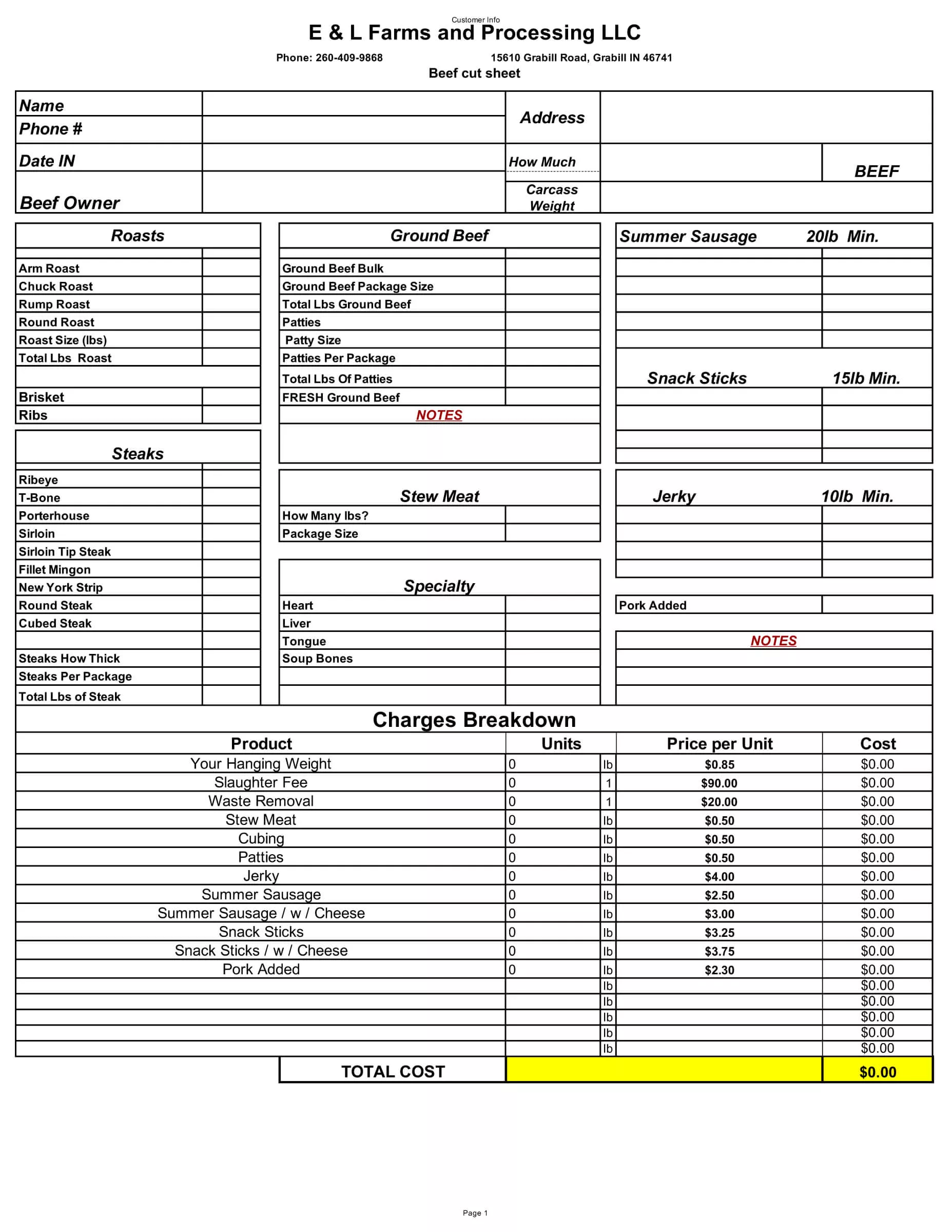 E & L Farms Meat Processing Just Plain Business