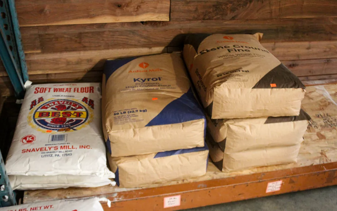 Cedar Grove Market and Bluegrass Hearth & Grill Cerulean KY Large Sacks of Flour at Grocery Store