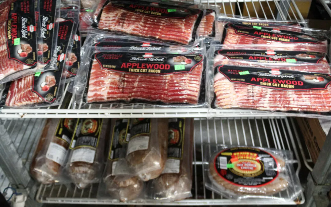 Cedar Grove Market and Bluegrass Hearth & Grill Cerulean KY Frozen Meats in Refrigerated Section of Grocery Store