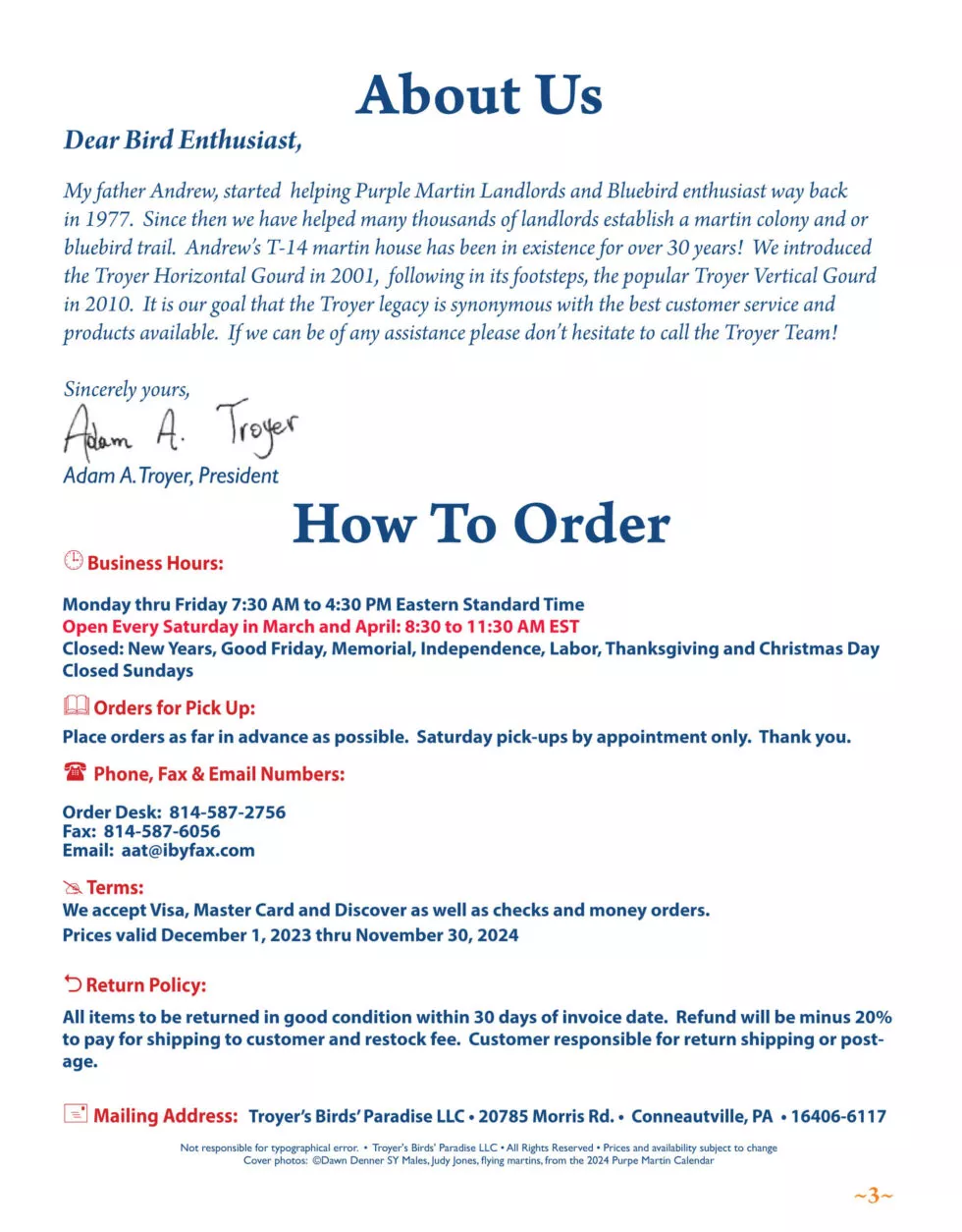 Troyer’s Birds’ Paradise Just Plain Business