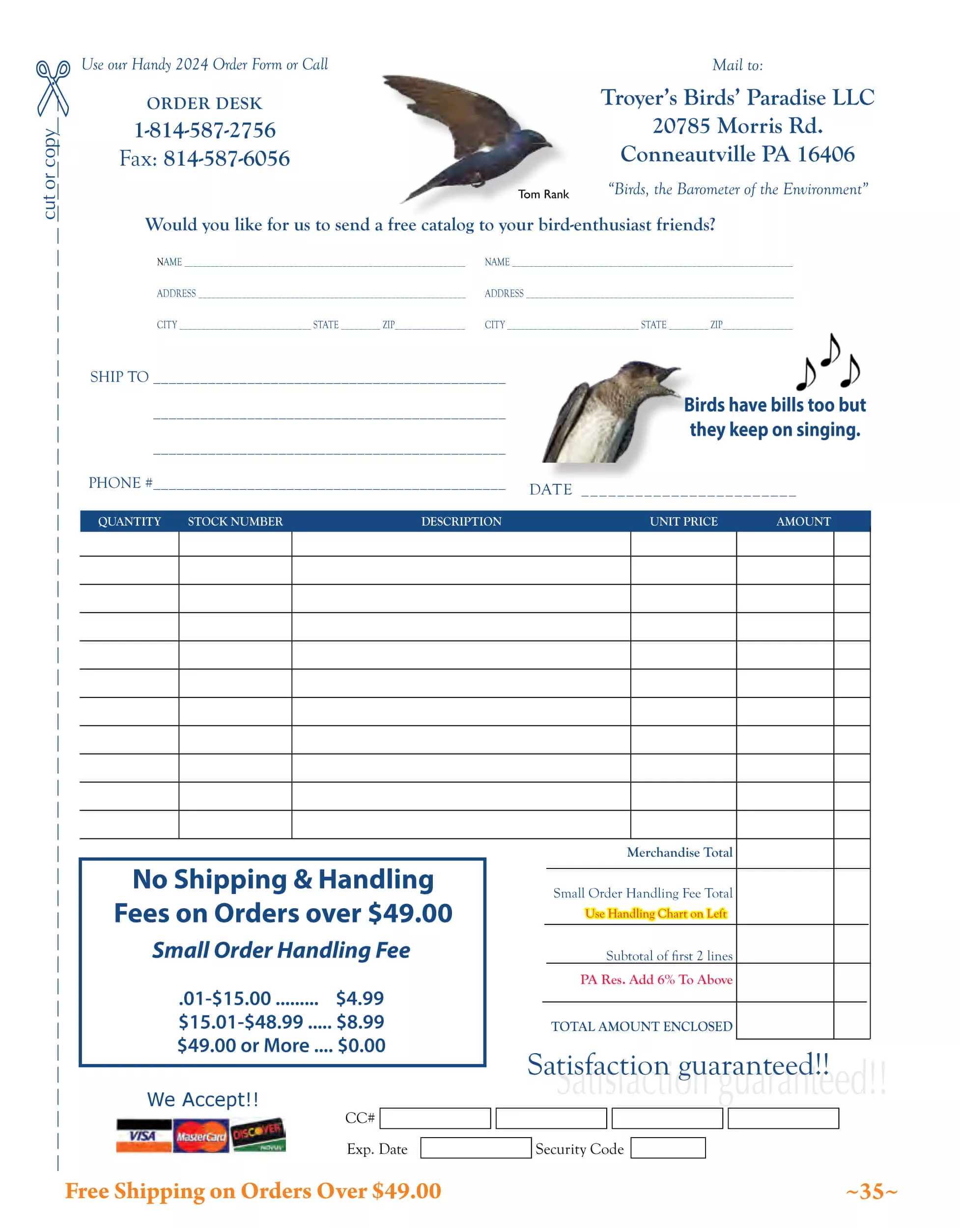 Troyer’s Birds’ Paradise Just Plain Business