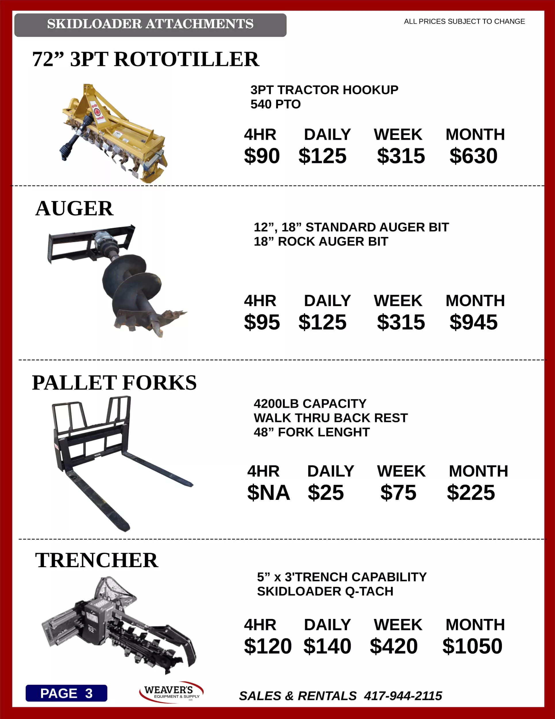 Weaver’s Equipment & Supply Rentals Just Plain Business
