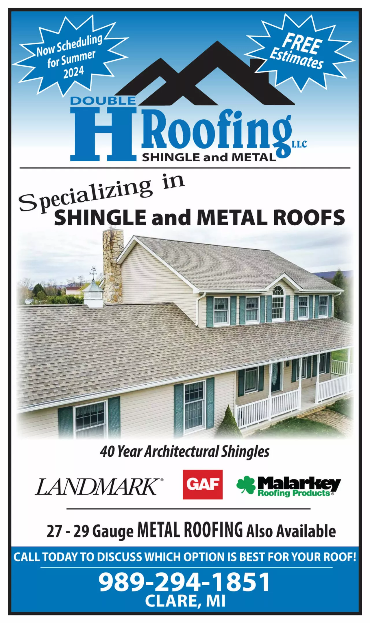 Double H Roofing Just Plain Business