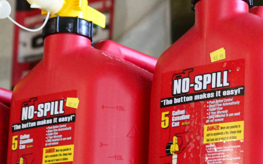 C.S. Small Engine Services Mill Hall PA No Spill Gascans on display in store