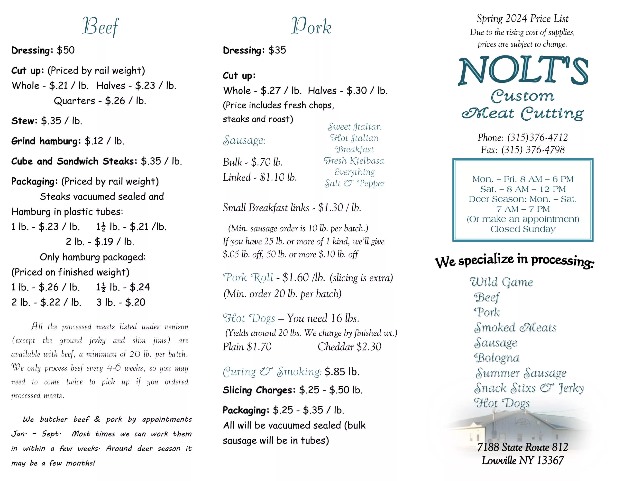 Nolt’s Custom Meat Cutting Just Plain Business