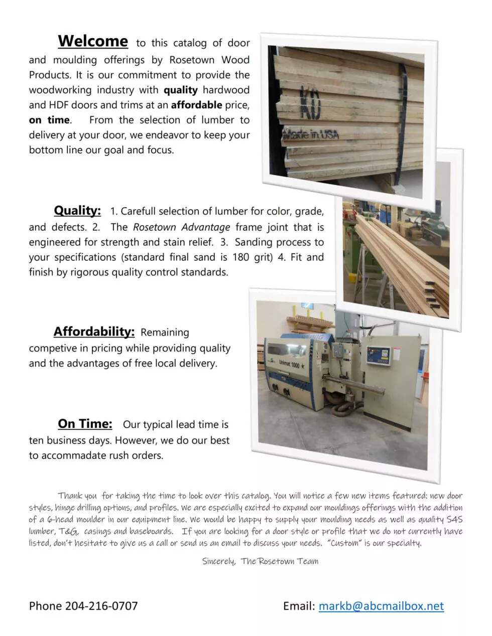 Rosetown Wood Products Just Plain Business