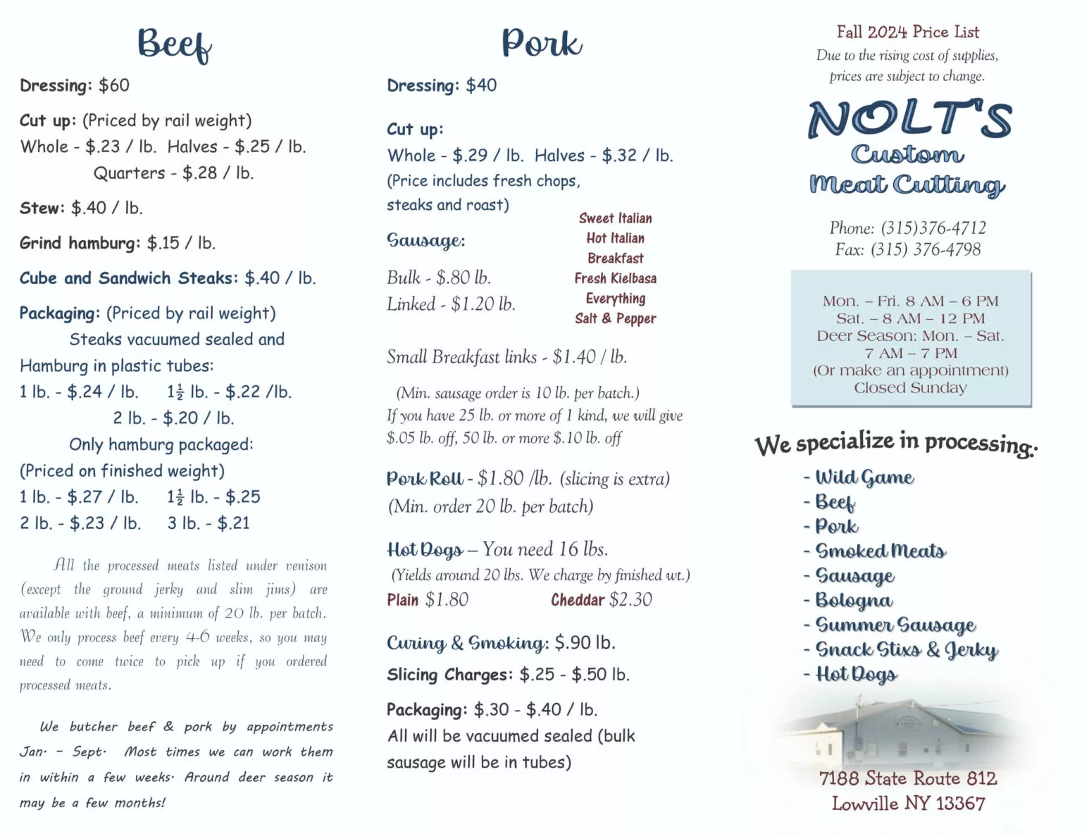 Nolt’s Custom Meat Cutting Just Plain Business