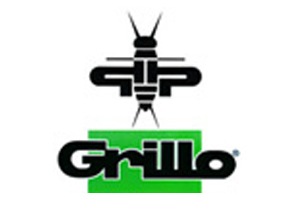 Logo featuring an abstract insect design above the word "Grillo" in stylized text.