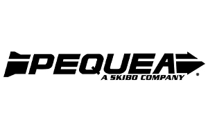 Black text logo that reads "PEQUEA" with an arrow design, followed by "A SKIBO COMPANY" in smaller text.