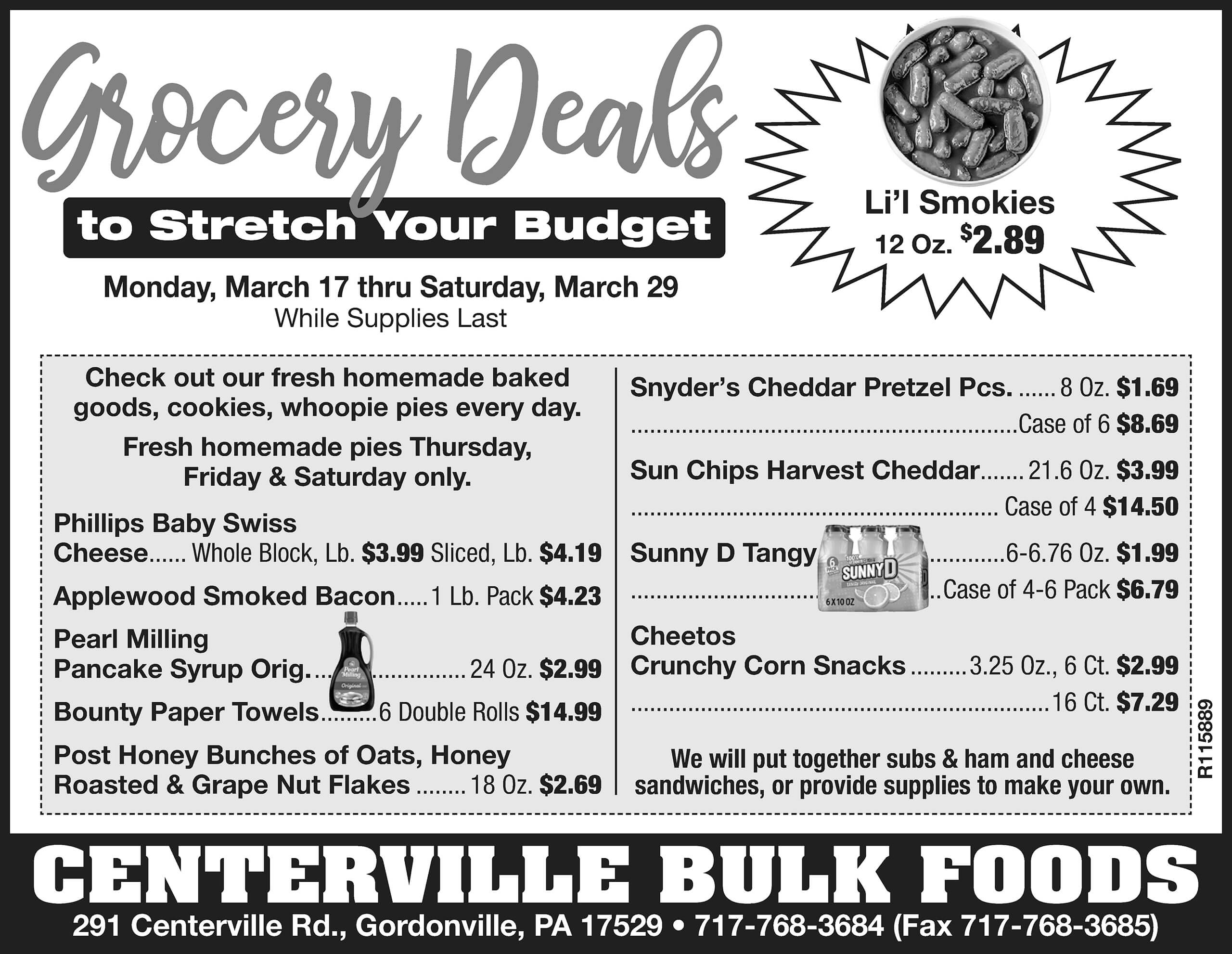 Black and white flyer titled 