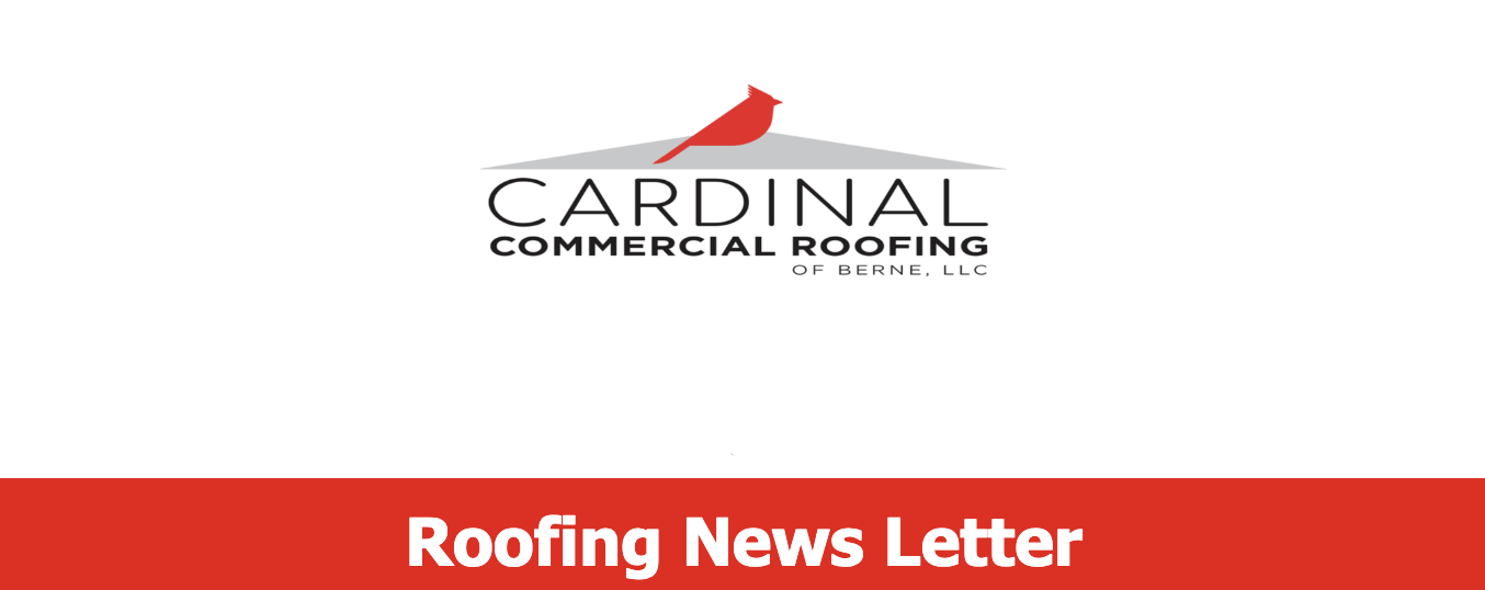 Cardinal Commercial Roofing logo with a red cardinal on a roof shape above the company name; 