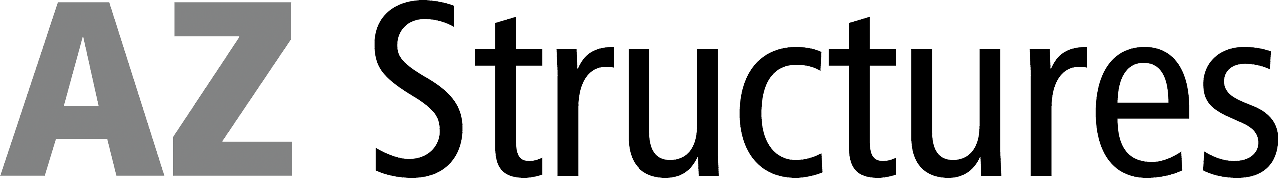 The image displays the text "AZ Structures" in a bold, modern font, with "AZ" in gray and "Structures" in black.