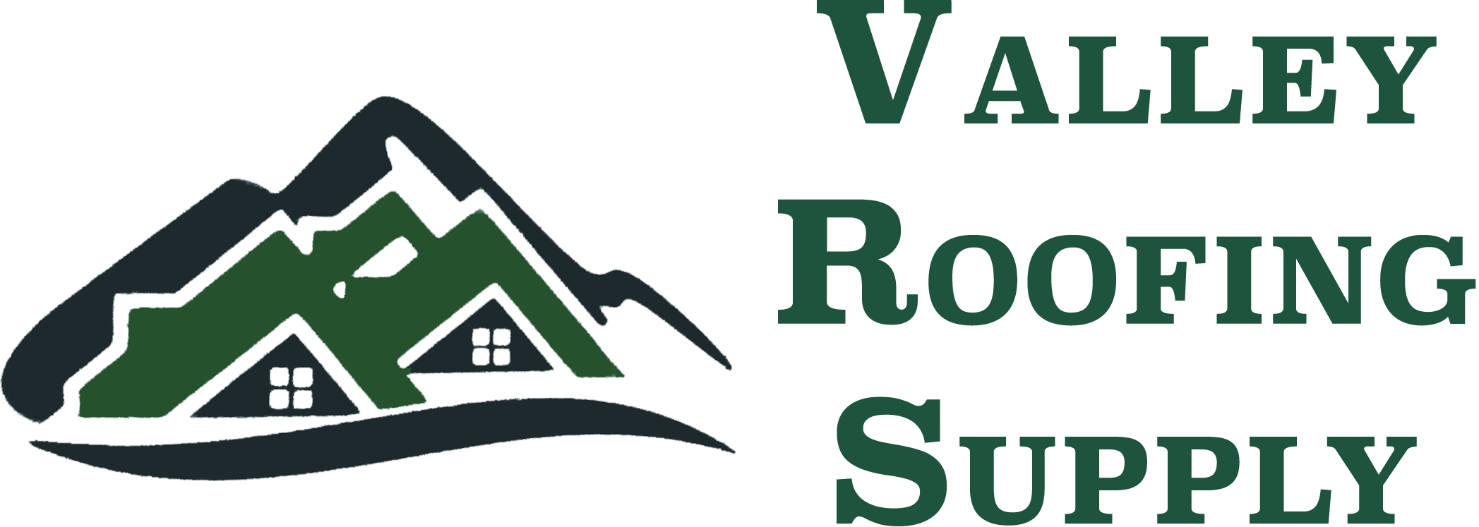 Valley Roofing Supply Reynoldsville, PA Logo for Valley Roofing Supply featuring stylized mountain and roof outlines on the left, with the company name in bold green and black text on the right.